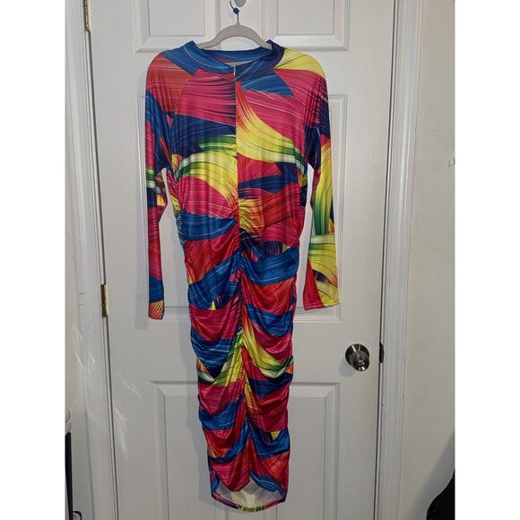 Maweii Plus Allover Print Mock Neck Bodycon Dress size XXL - Picture 3 of 6